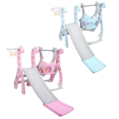 Toddler Climber and sliding Swing Set with Basketball hoop