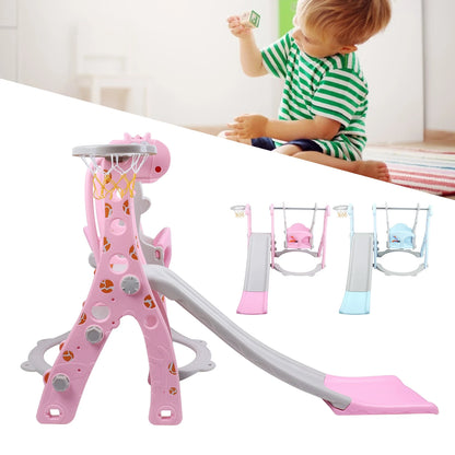 Toddler Climber and sliding Swing Set with Basketball hoop