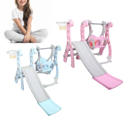 Toddler Climber and sliding Swing Set with Basketball hoop