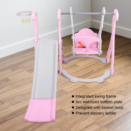 Toddler Climber and sliding Swing Set with Basketball hoop