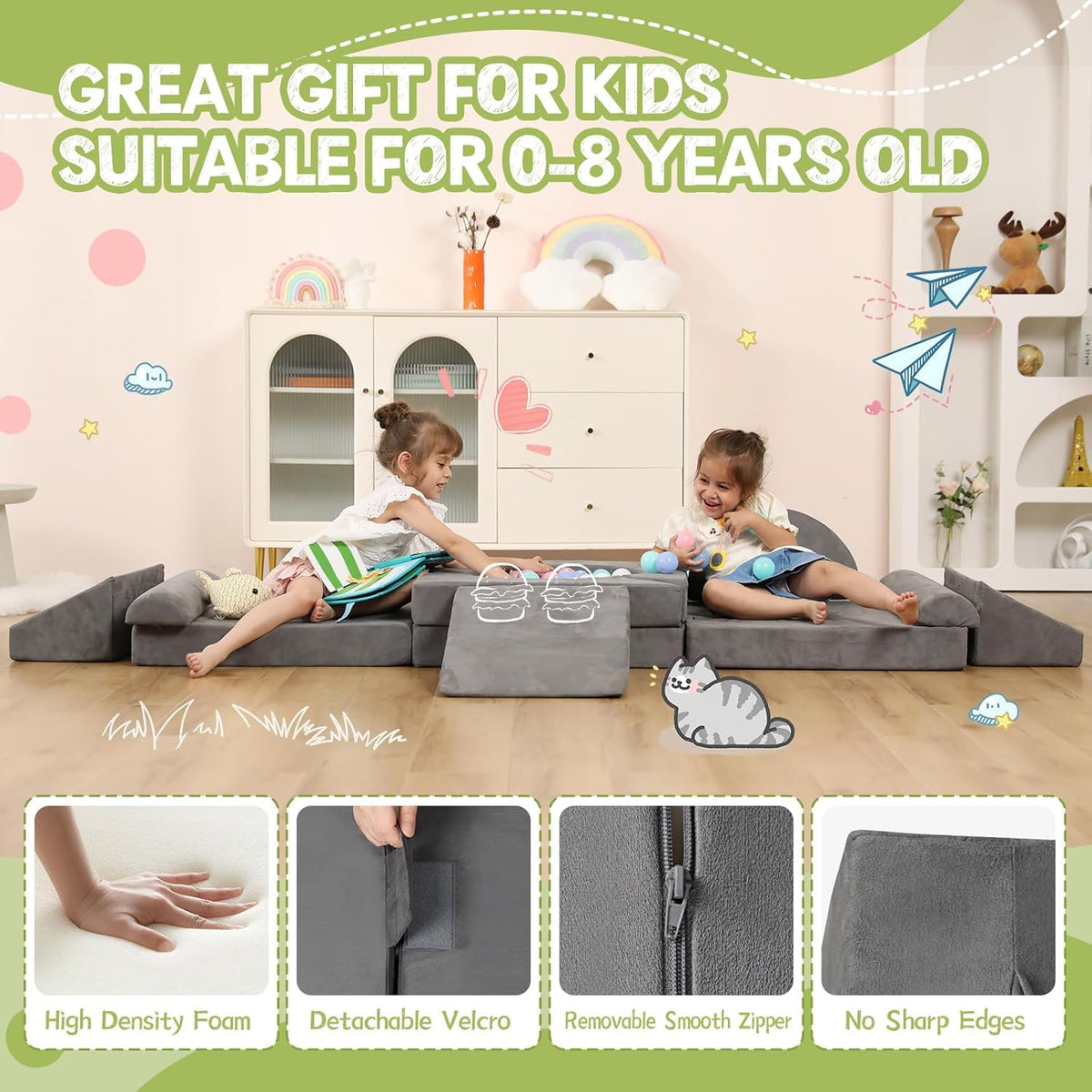12PCS Modular Kids Play Couch