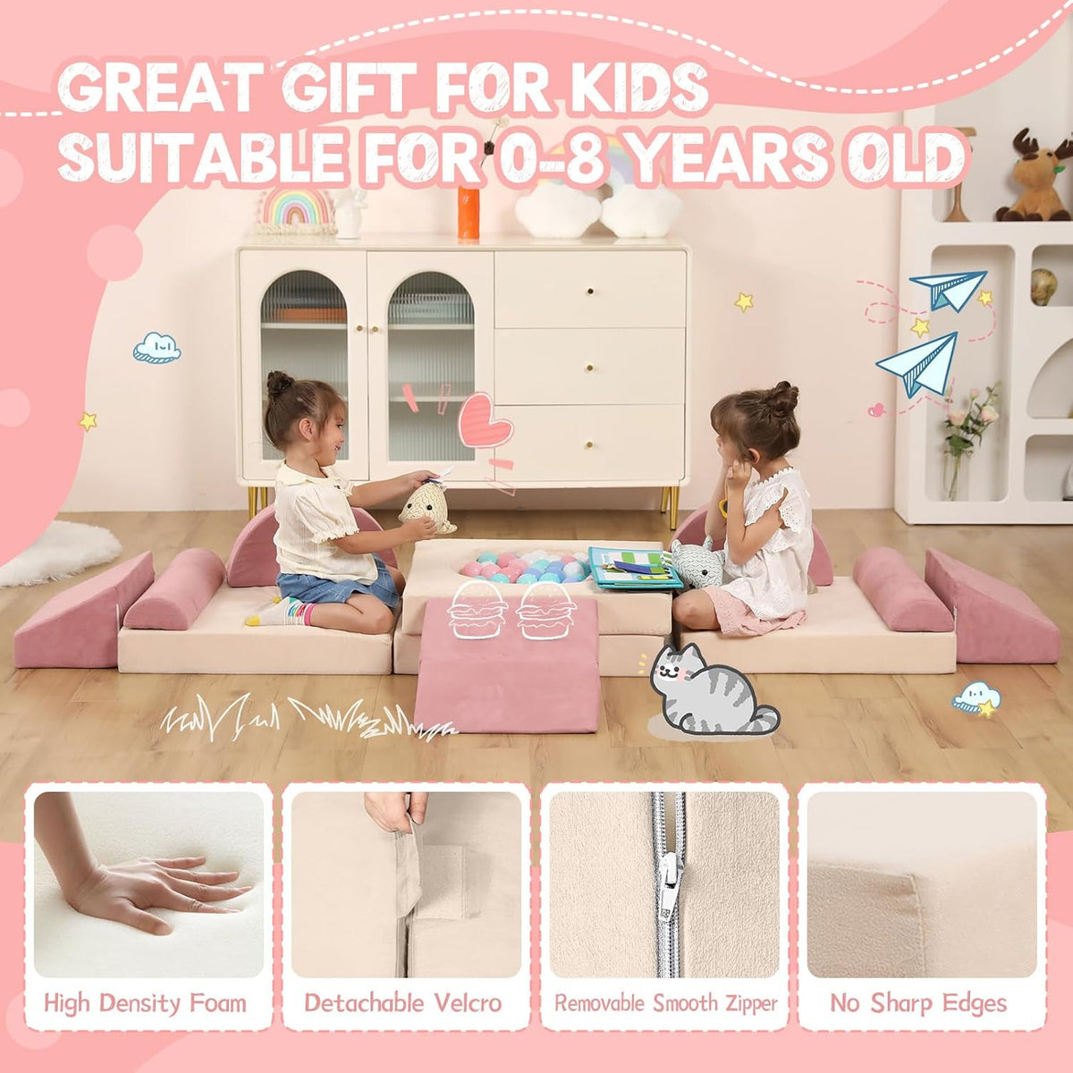 12PCS Modular Kids Play Couch