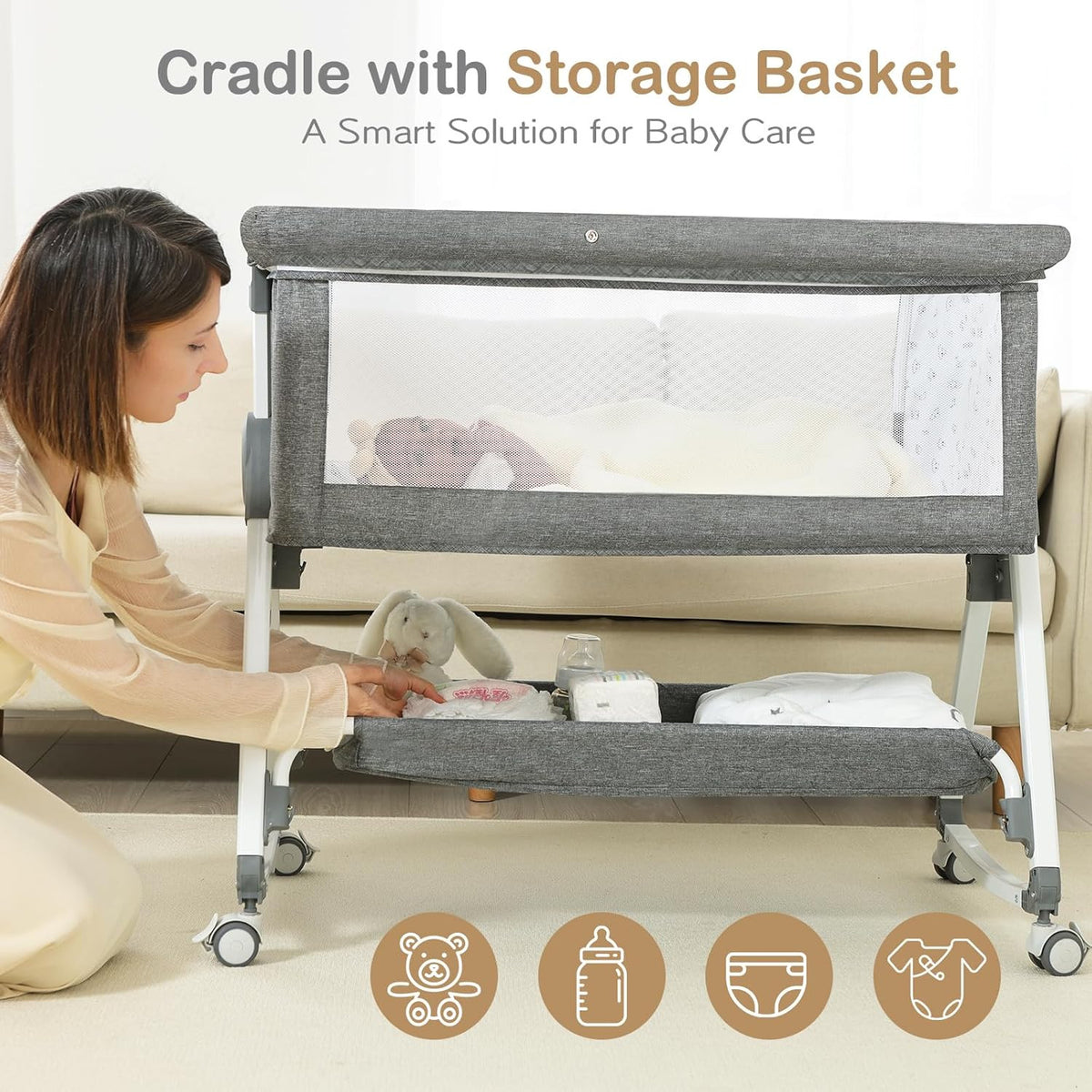 4-in-1 Baby Bassinet Bedside Sleeper