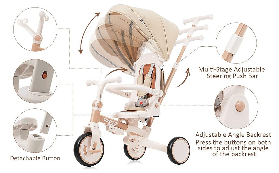 7-in-1 Foldable Kids Tricycle