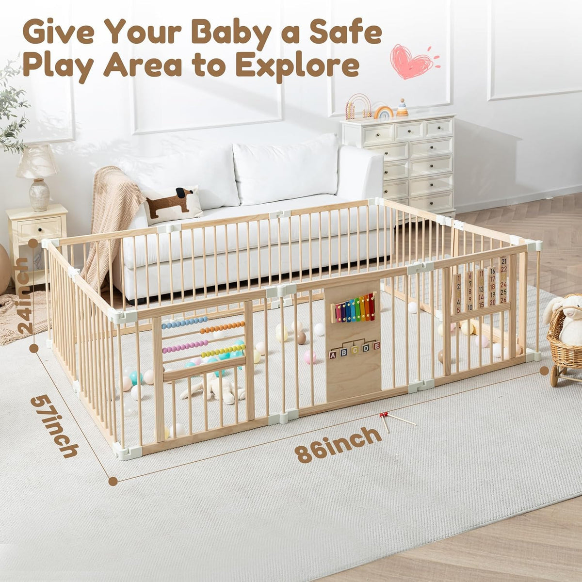 Foldable Wooden Baby Playpen