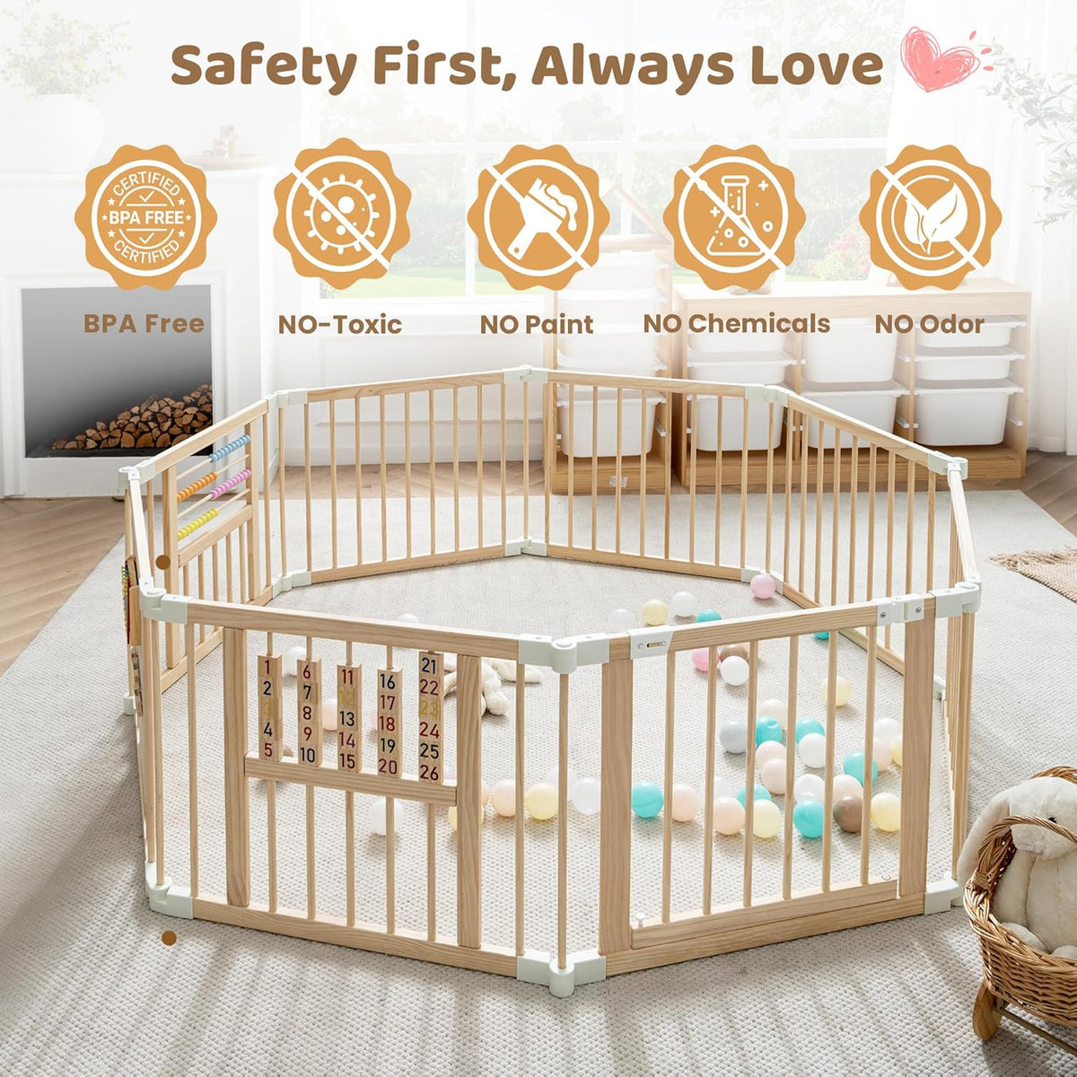 Foldable Wooden Baby Playpen