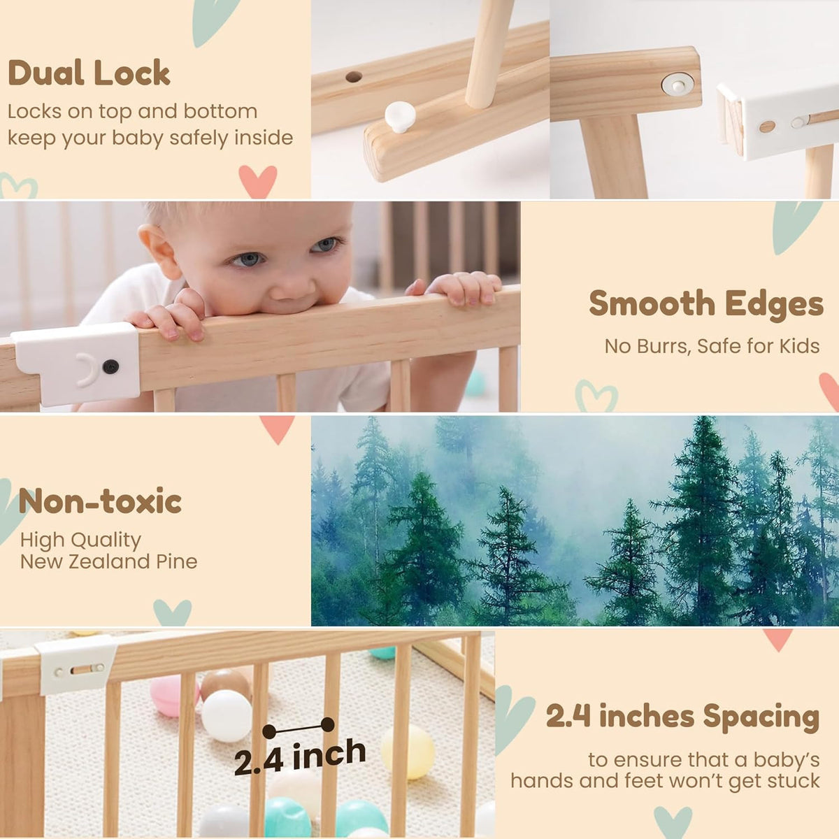 Foldable Wooden Baby Playpen