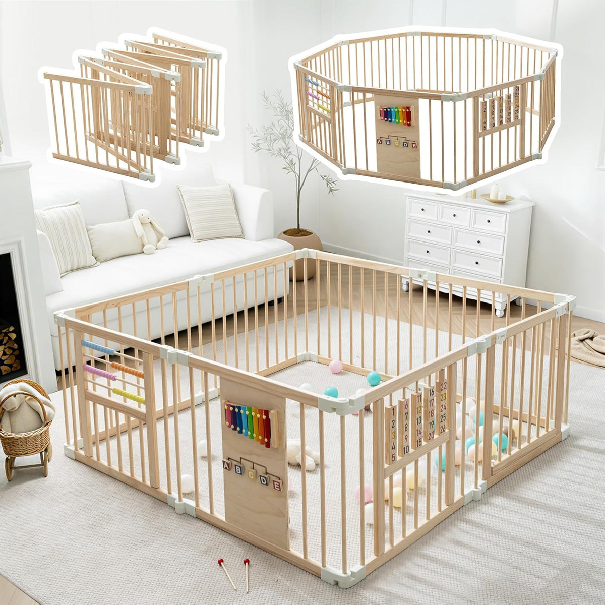 Foldable Wooden Baby Playpen