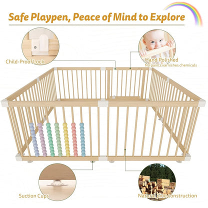 Foldable Wooden Baby Playpen