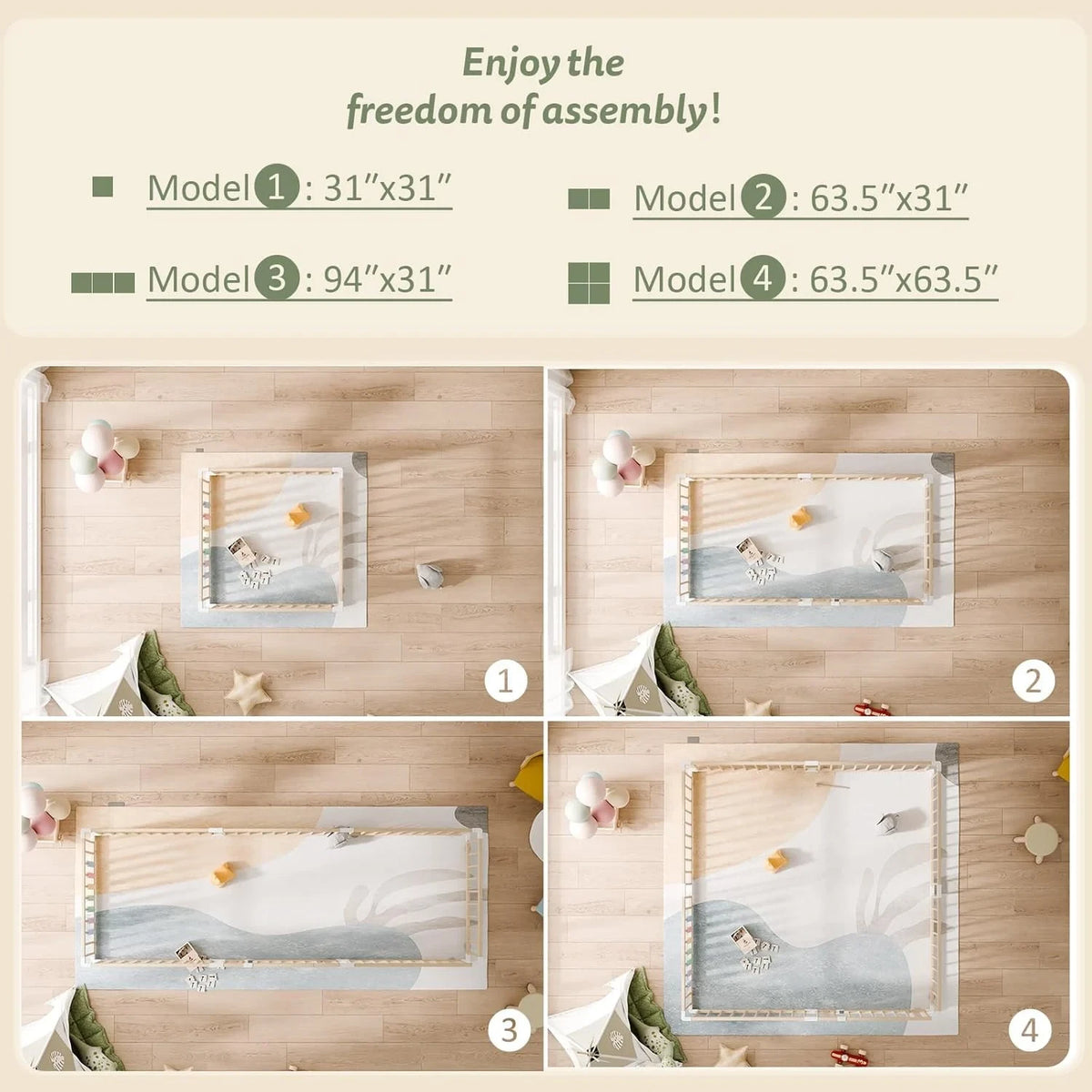 Foldable Wooden Baby Playpen