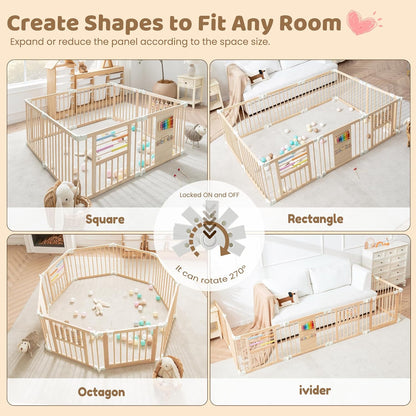 Foldable Wooden Baby Playpen