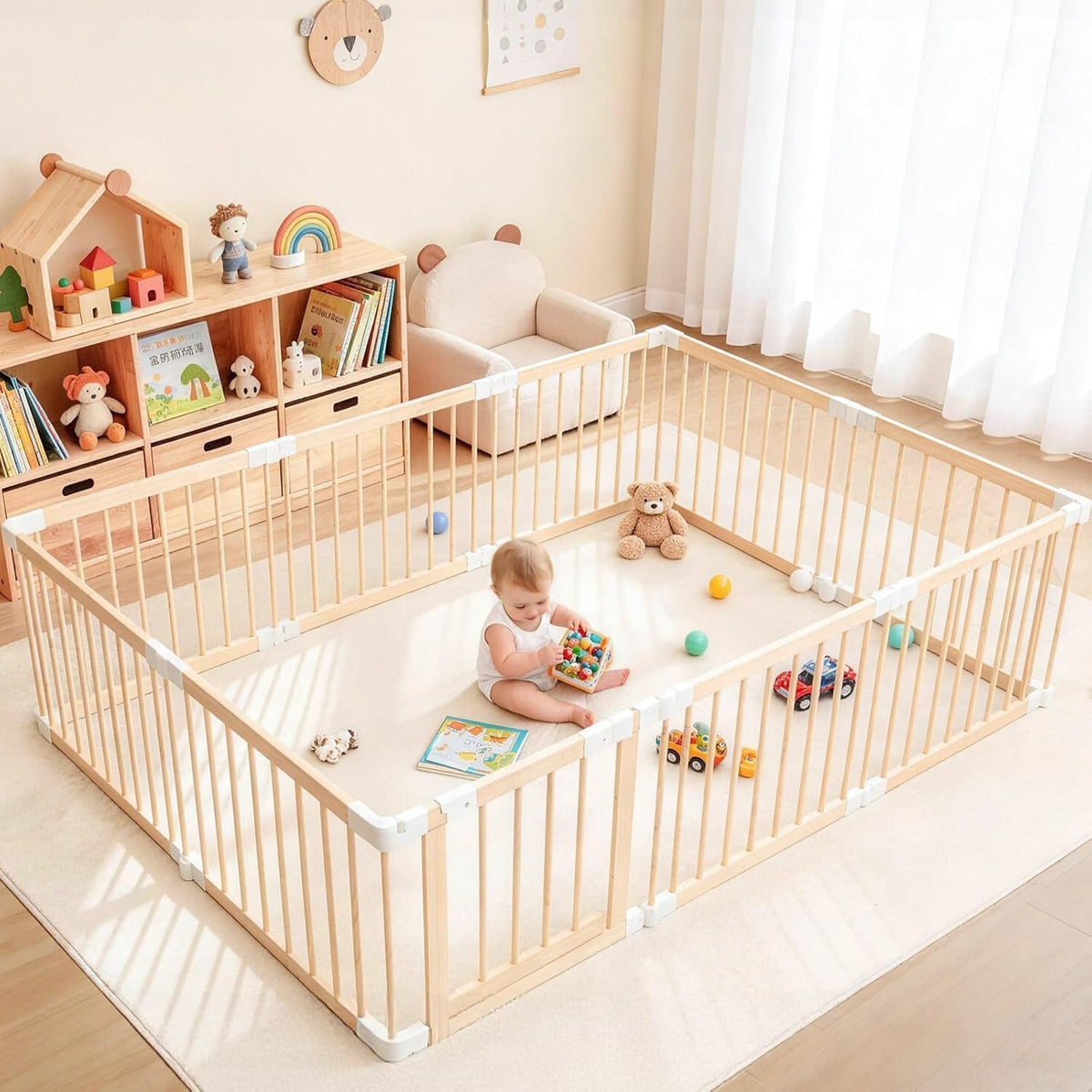 Foldable Wooden Baby Playpen