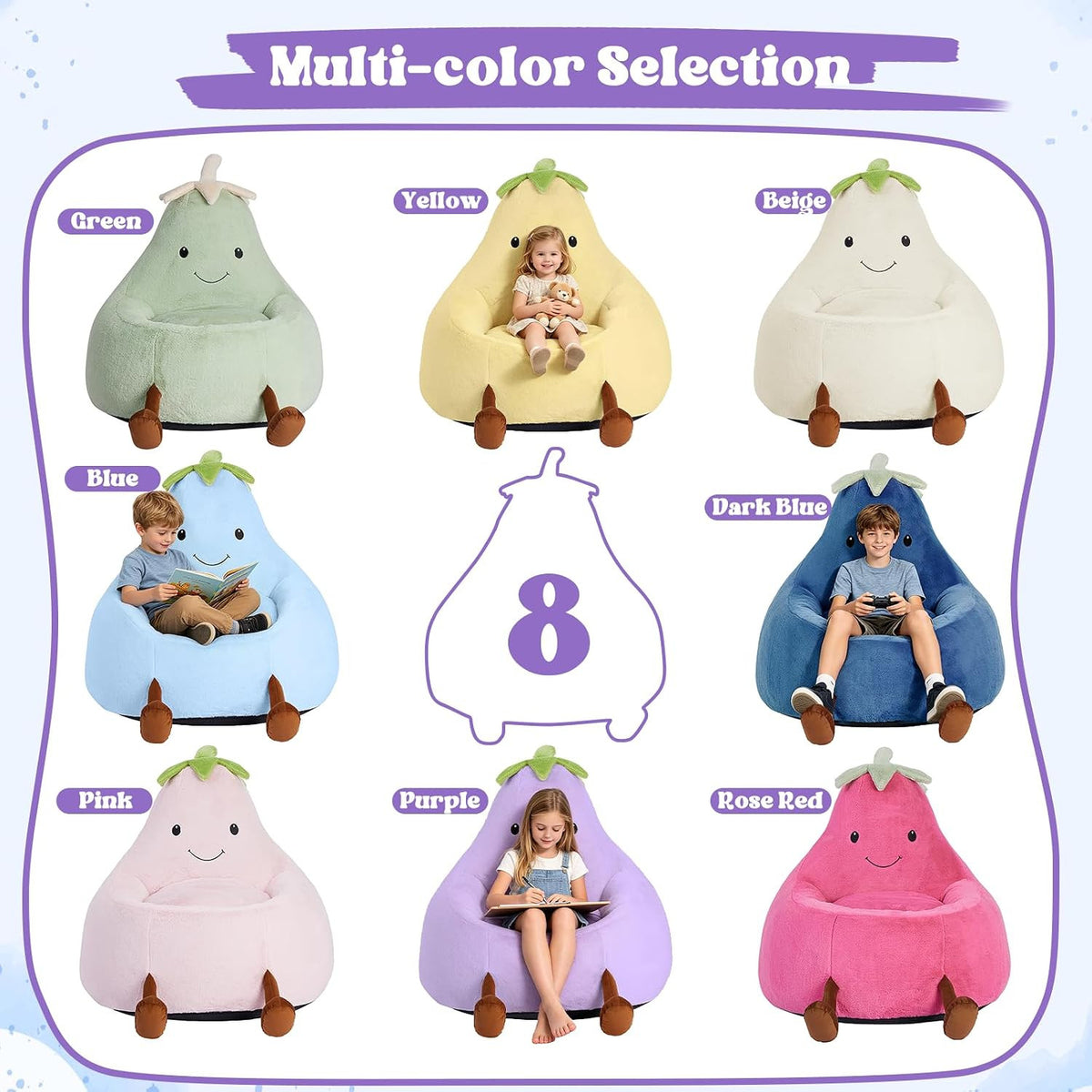 Egg Plant Kids Bean Bag Chair