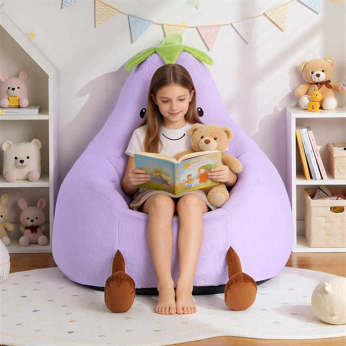 Egg Plant Kids Bean Bag Chair