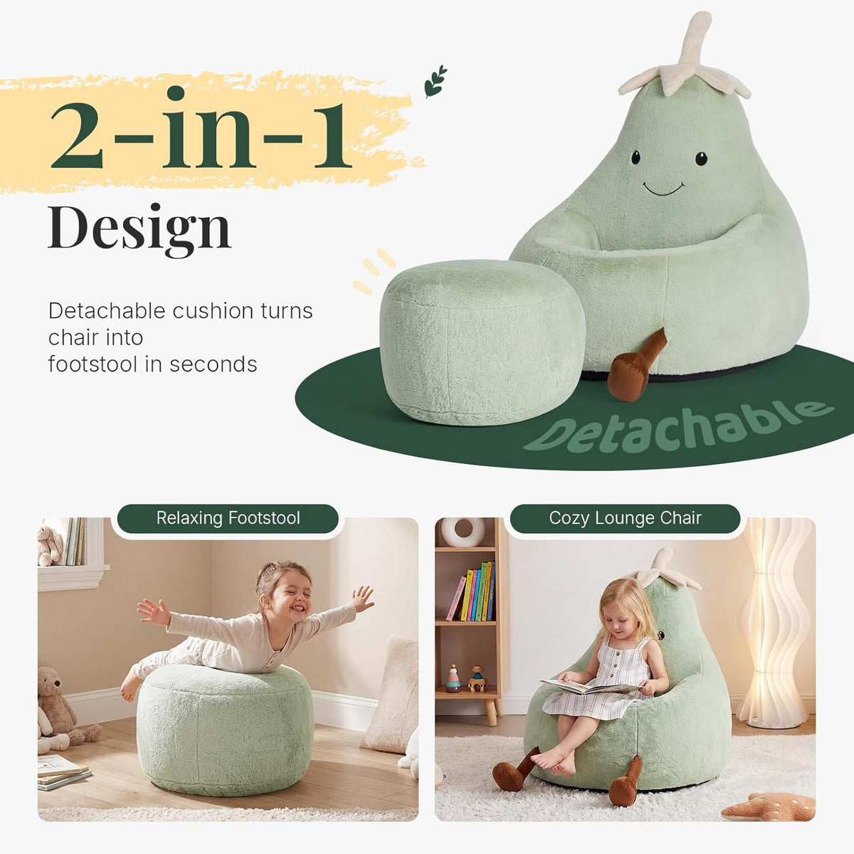 Egg Plant Kids Bean Bag Chair