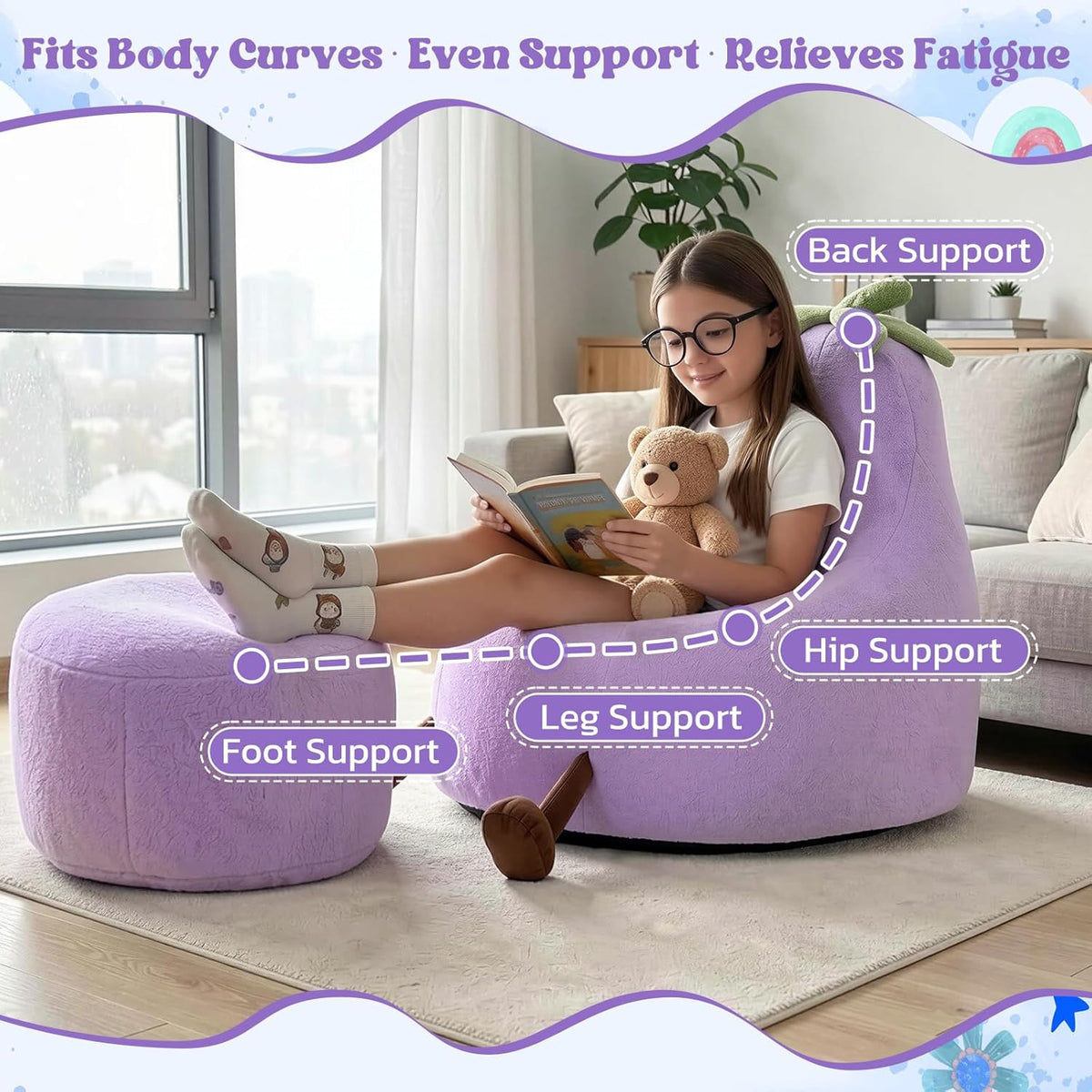 Egg Plant Kids Bean Bag Chair